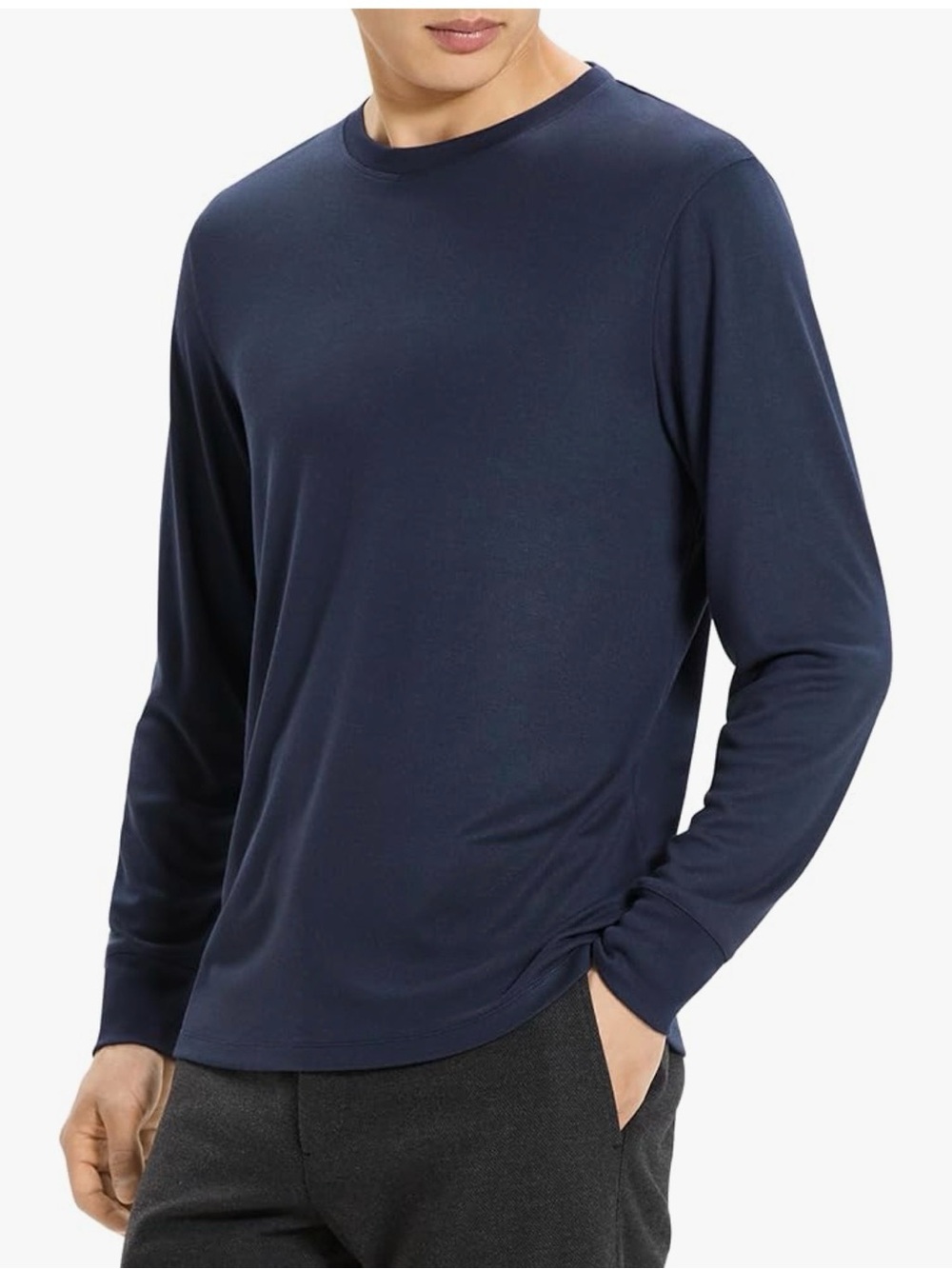 Theory Men's Long Sleeve Crewneck Shirt - Dark Blue